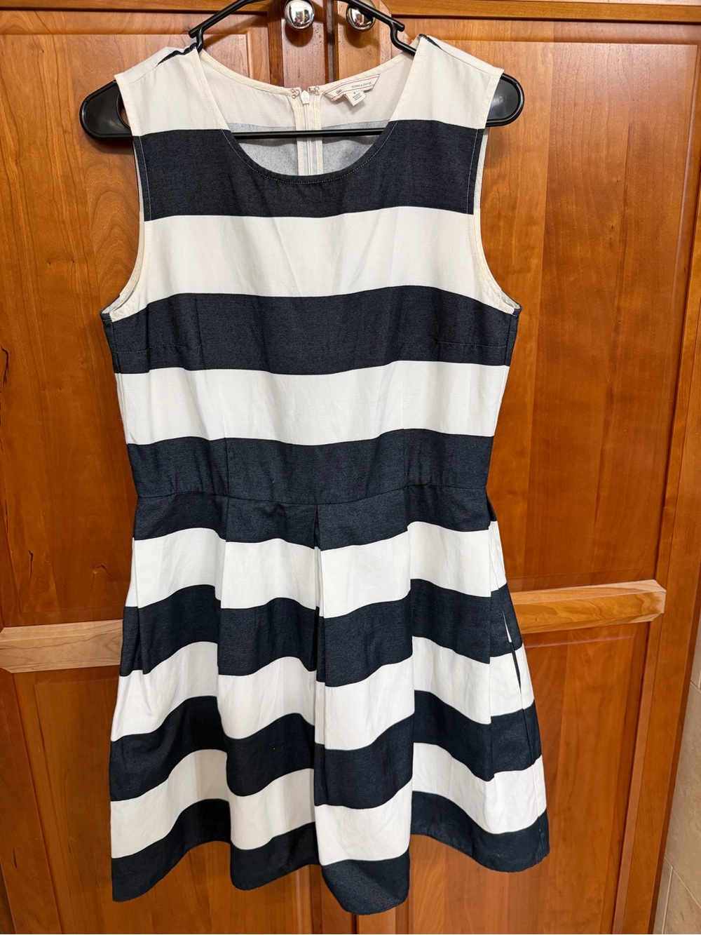Women’s Gap Black and White Striped Fit & Flare Dress